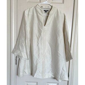 EILEEN FISHER WOMAN 100% SILK BOXY BLOUSE TOP WOMANS SIZE 2X PEARL COLOR